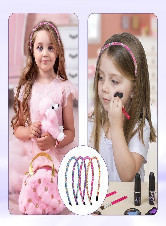 ROBOHOOK 4Pcs Candy Headbands for Girls, Thin Cute Sprinkle Donut Headband, Non Slip Fashion Head Bands - Hair Accessories(Colorful) - Image 5